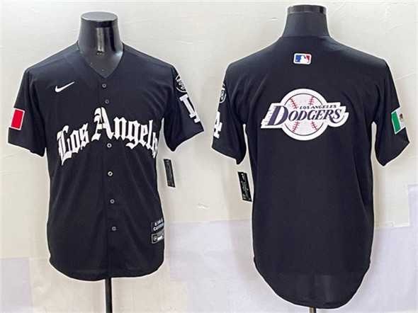 Mens Los Angeles Dodgers Team Big Logo Black Mexico 2025 LA Gothic Style With Fernando Patch Vapor Premier Limited Stitched Jersey
